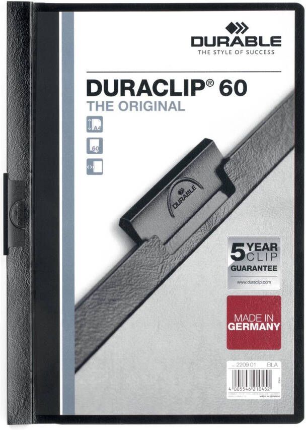 Durable Klemmap Duraclip A4 6mm 60 vellen zwart