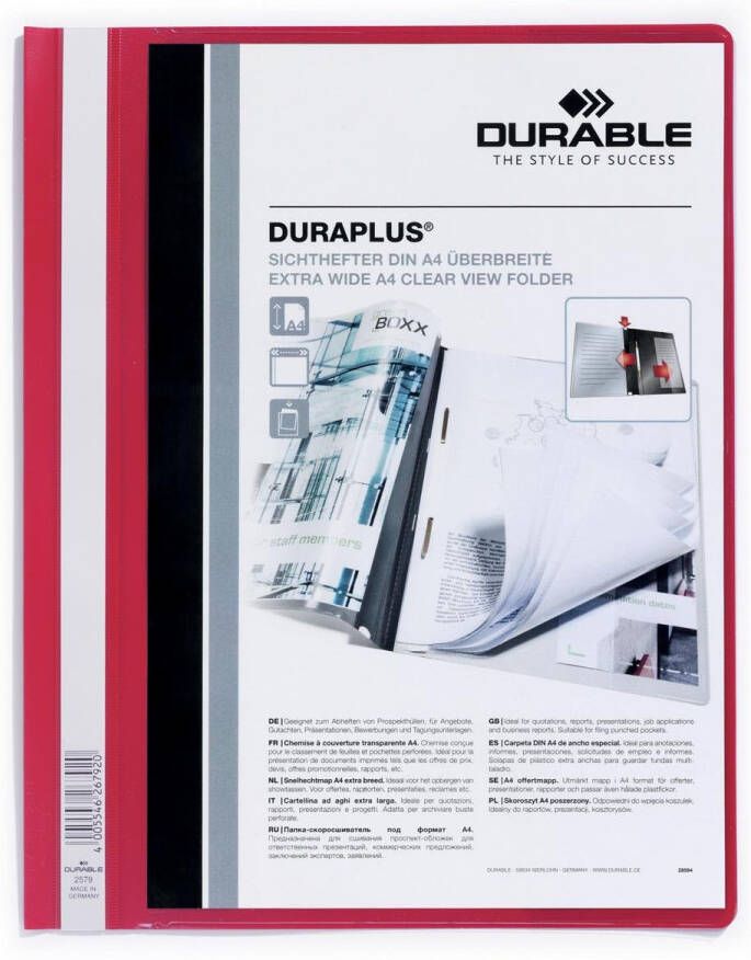 Durable personaliseerbare snelhechtmap Duraplus rood