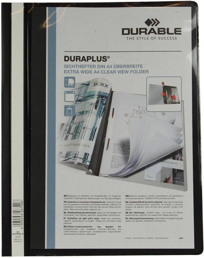 Durable personaliseerbare snelhechtmap Duraplus zwart