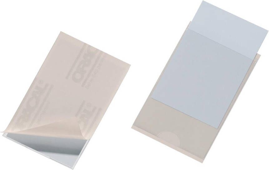 Durable Zelfklevende hoes POCKETFIXÂ 90x57mm met duimuitsparing en zonder insert\npak 100