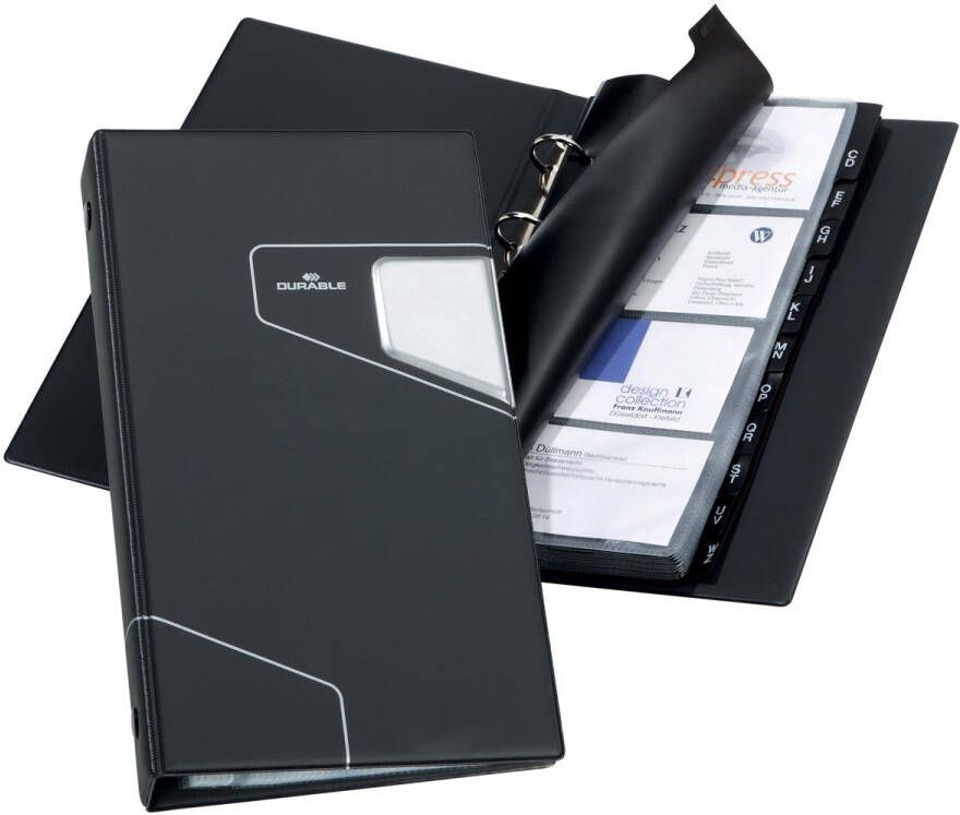 Durable Visitekaartenmap Visifix Pro Ft 14 5 x 25 5 cm voor 200 kaarten zwart