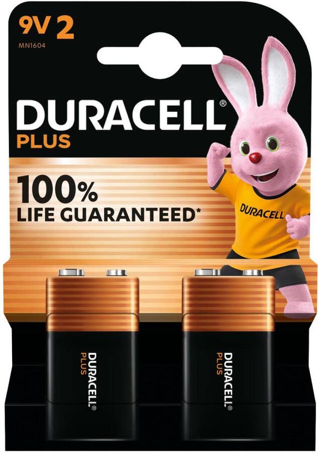 Duracell batterij Plus 100% 9V blister van 2 stuks