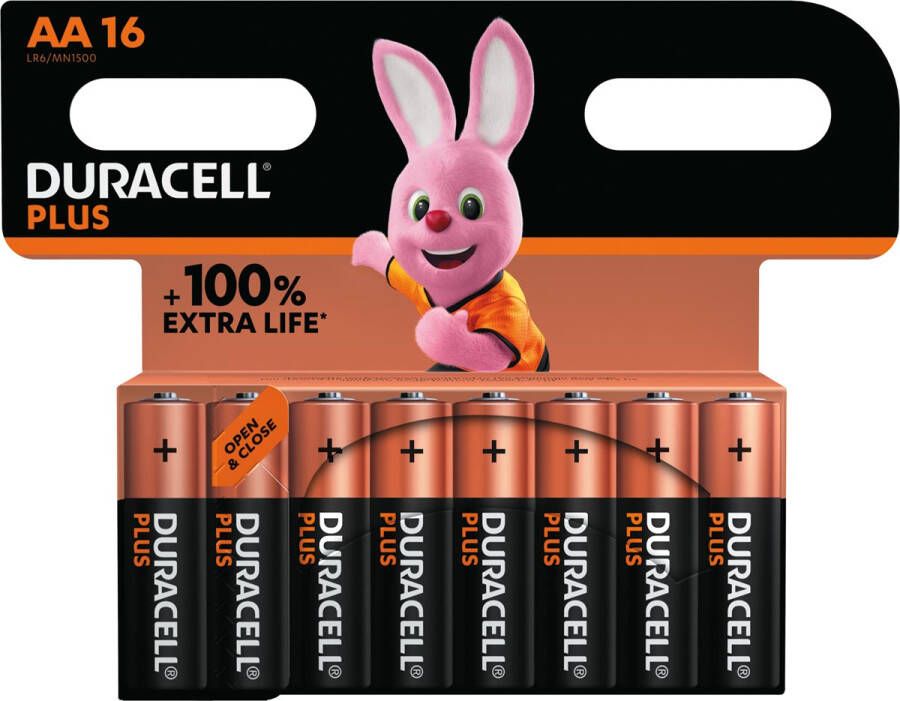 Duracell batterij Plus 100% AA blister van 16 stuks