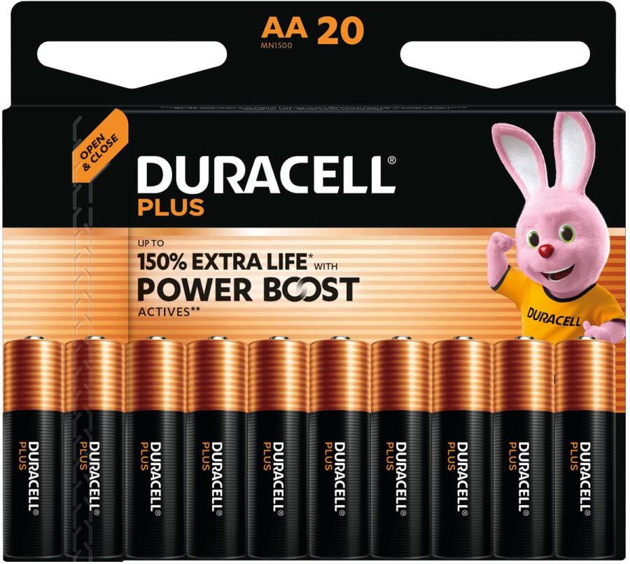 Duracell batterij Plus 100% AA blister van 20 stuks