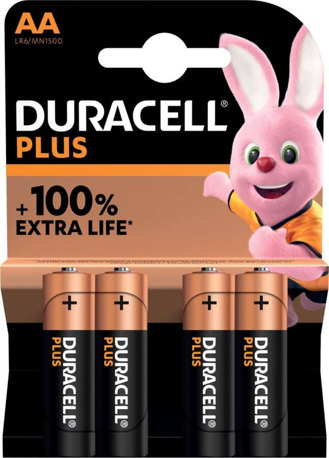 Duracell batterij Plus 100% AA blister van 4 stuks