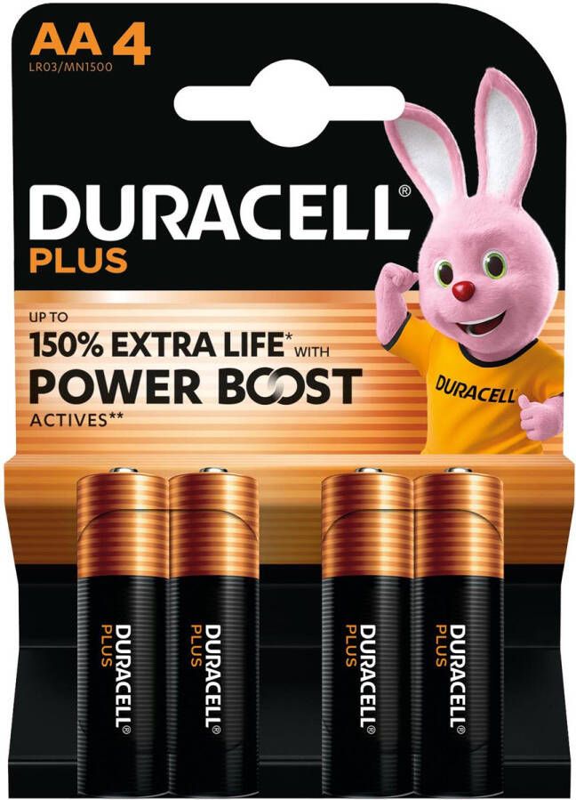 Duracell batterij Plus 100% AA blister van 4 stuks
