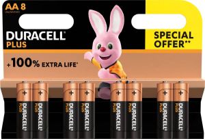 Duracell batterij Plus 100% AA blister van 8 stuks
