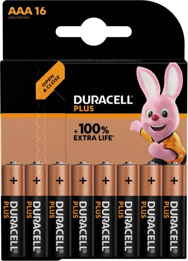 Duracell batterij Plus 100% AAA blister van 16 stuks