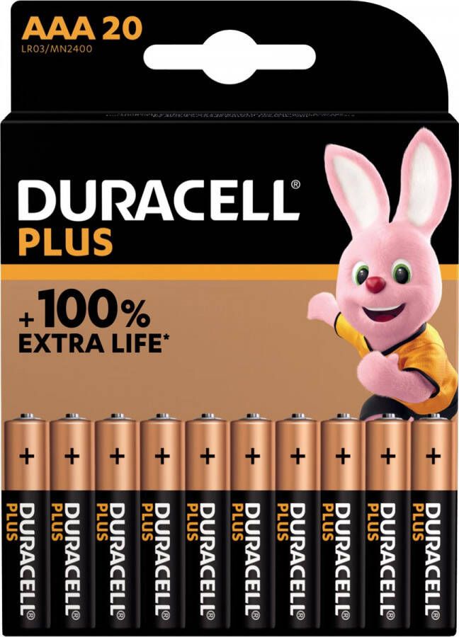 Duracell batterij Plus 100% AAA blister van 20 stuks