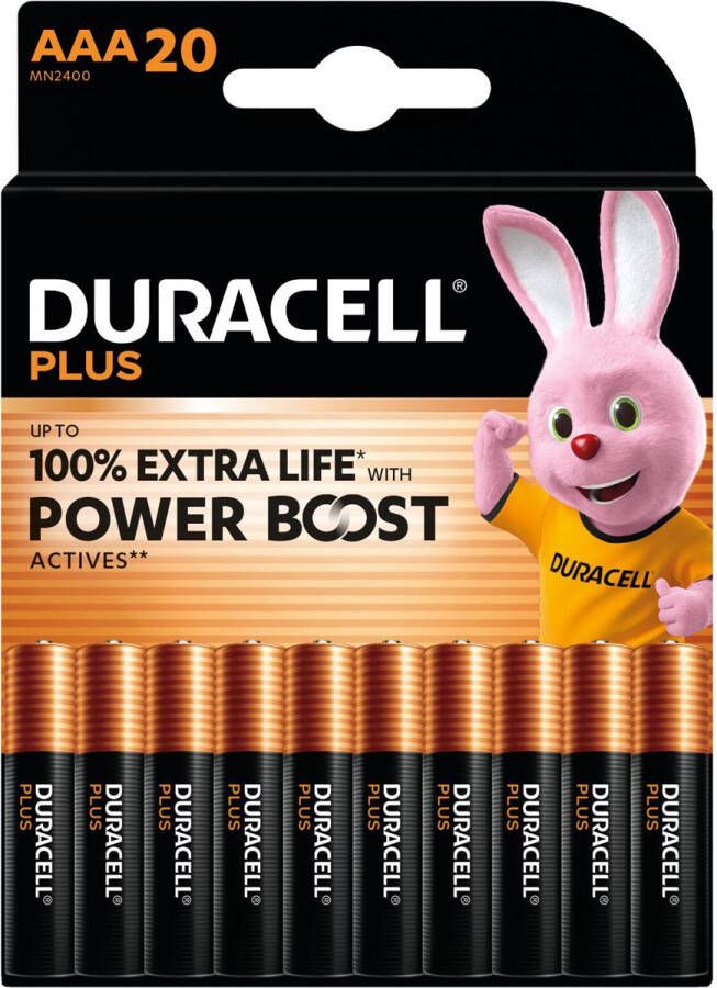 Duracell batterij Plus 100% AAA blister van 20 stuks