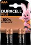 Duracell batterij Plus 100% AAA blister van 4 stuks - Thumbnail 1