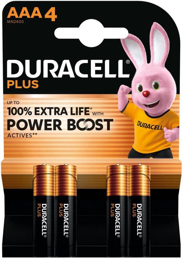 Duracell batterij Plus 100% AAA blister van 4 stuks