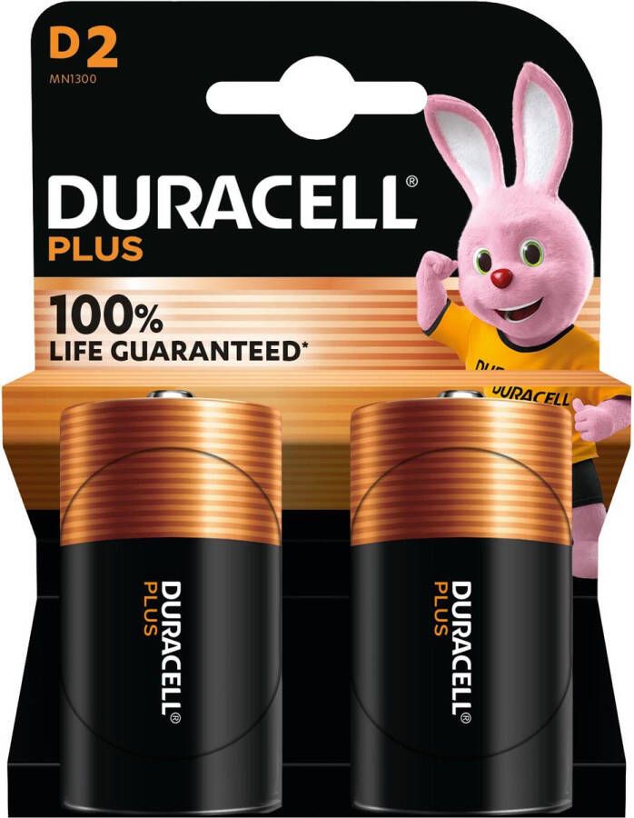 Duracell batterij Plus 100% D blister van 2 stuks