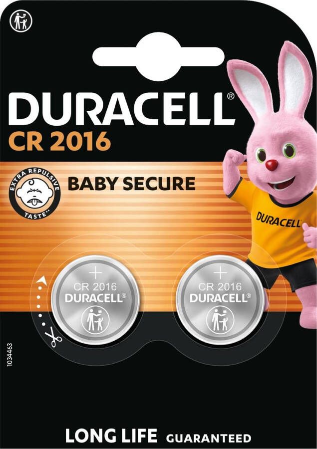 Duracell Batterij knoopcel 2xCR2016 lithiumÃ˜20mm 3V-90mAh