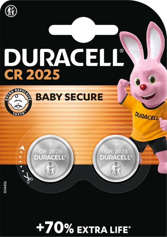 Duracell Batterij knoopcel 2xCR2025 lithiumÃ˜20mm 3V-170mAh