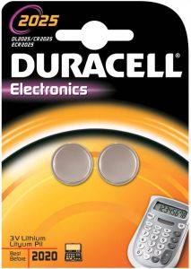 Duracell Batterij knoopcel 2xCR2025 lithiumÃ˜20mm 3V-170mAh