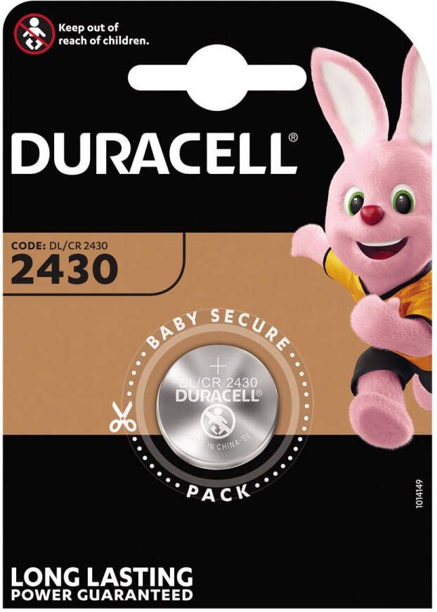 Duracell Batterij knoopcel 1xCR2430 lithiumÃ˜24mm 3V-280mAh