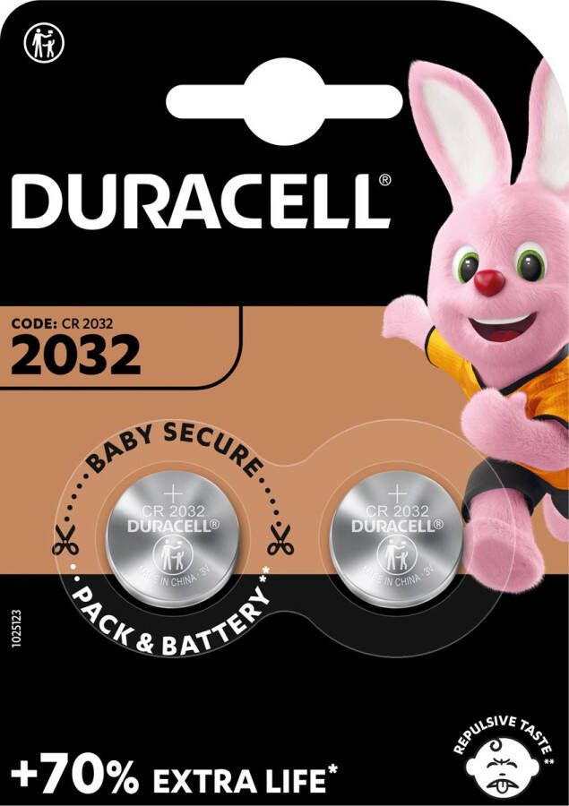 Duracell Batterij knoopcel 2xCR2032 lithiumÃƒÆ Ã‹Å“20mm 3V-180mAh