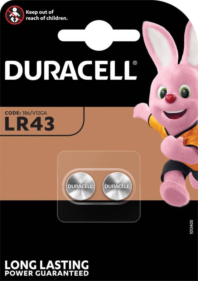 Duracell Batterij knoopcel 2xLR43 alkaline Ã11 6mm 2 stuks