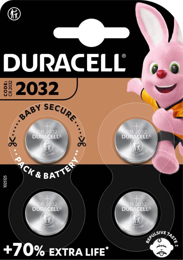 Duracell Batterij knoopcel 4xCR2032 lithiumÃƒÆ Ã‹Å“20mm 3V-180mAh