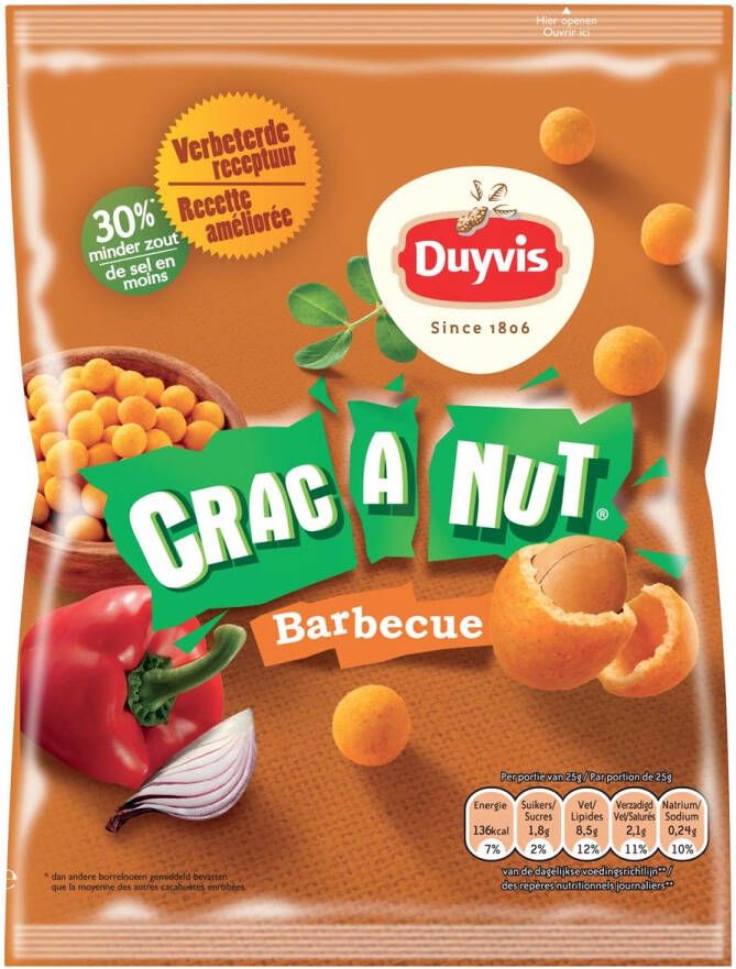 Duyvis nootjes Crac A Nut barbecue zakje van 200 gram