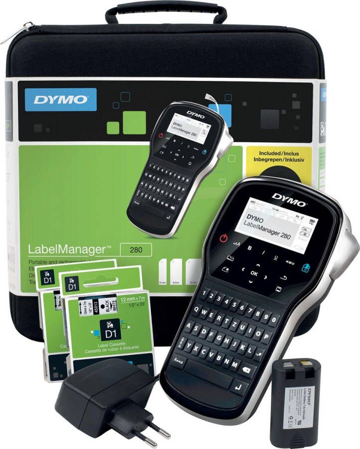 Dymo beletteringsysteem LabelManager 280 kit qwerty inclusief 2 x D1 tape draagtas en oplader