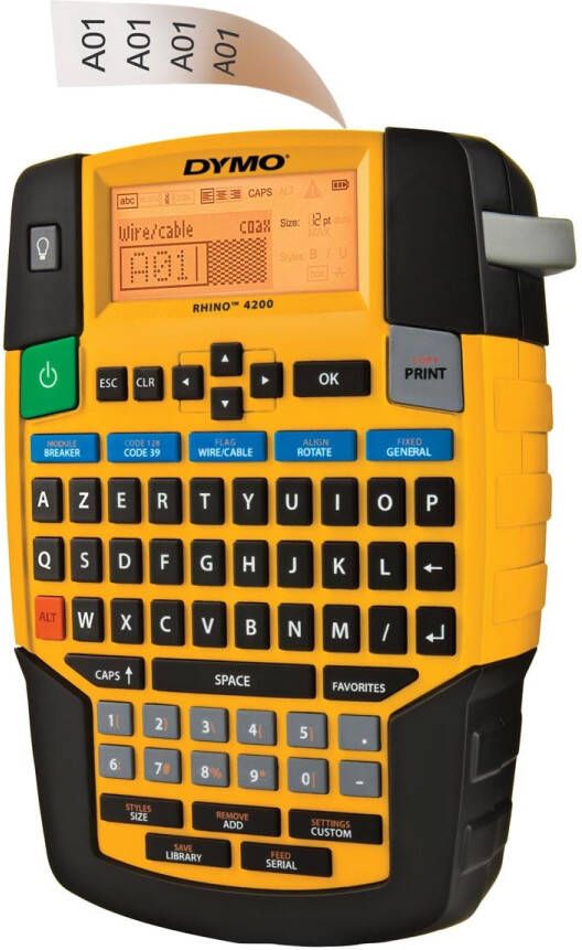Dymo Labelprinter Rhino 4200 industrieel azerty 19mm geel