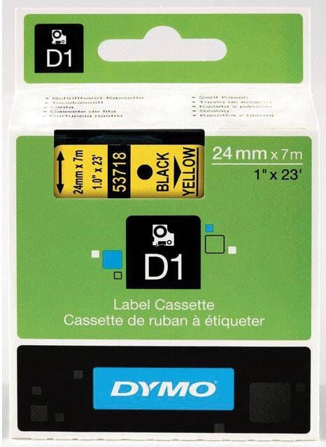 Dymo Labeltape LabelManager D1 polyester 24mm zwart op geel