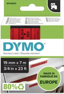 Dymo Labeltape 45807 D1 720870 19mmx7m zwart op rood