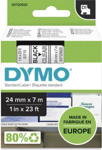 Dymo Labeltape 53710 D1 720920 24mmx7m zwart op transparant