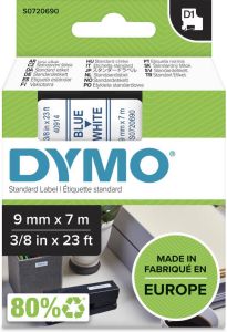 Dymo Labeltape 40914 D1 720690 9mmx7m Blauw op wit