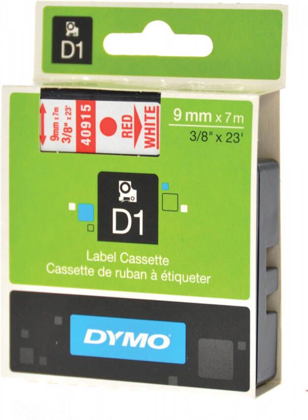 Dymo D1 tape 9 mm rood op wit