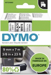 Dymo Labeltape 40913 D1 720680 9mmx7m zwart op wit