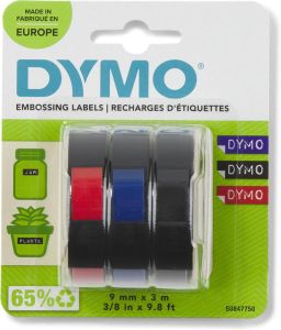 Dymo D3 tape 9 mm geassorteerde kleuren blister van 3 stuks
