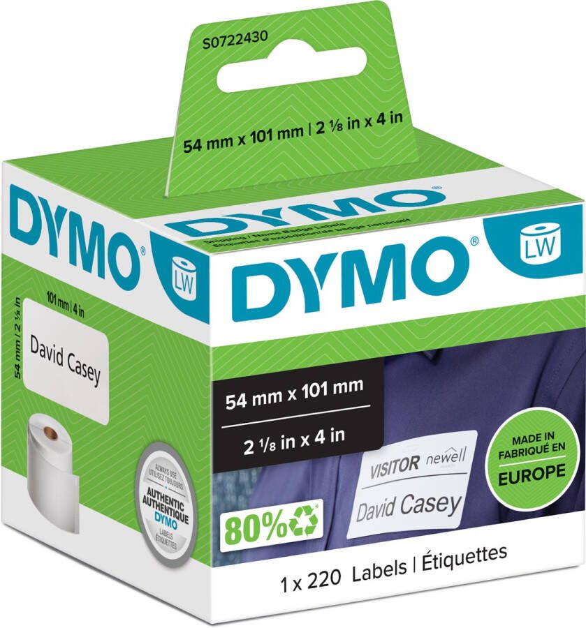 Dymo etiketten LabelWriter ft 101 x 54 mm, wit, 220 etiketten online kopen