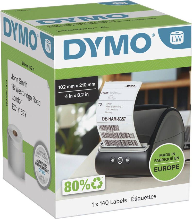 Dymo etiketten LabelWriter ft 102 x 210 mm (DHL) wit 140 etiketten