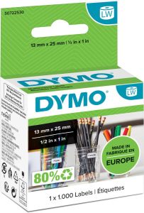 Dymo etiketten LabelWriter ft 13 x 25 mm verwijderbaar wit 1000 etiketten