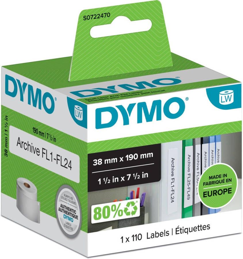 Dymo Etiket LabelWriter multifunctioneel 38x190mm 1 rolá 110 stuks wit