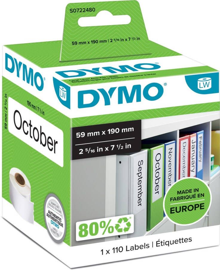 Dymo Etiket LabelWriter naamkaart ordner 59x190mm 1 rolá 110 stuks wit