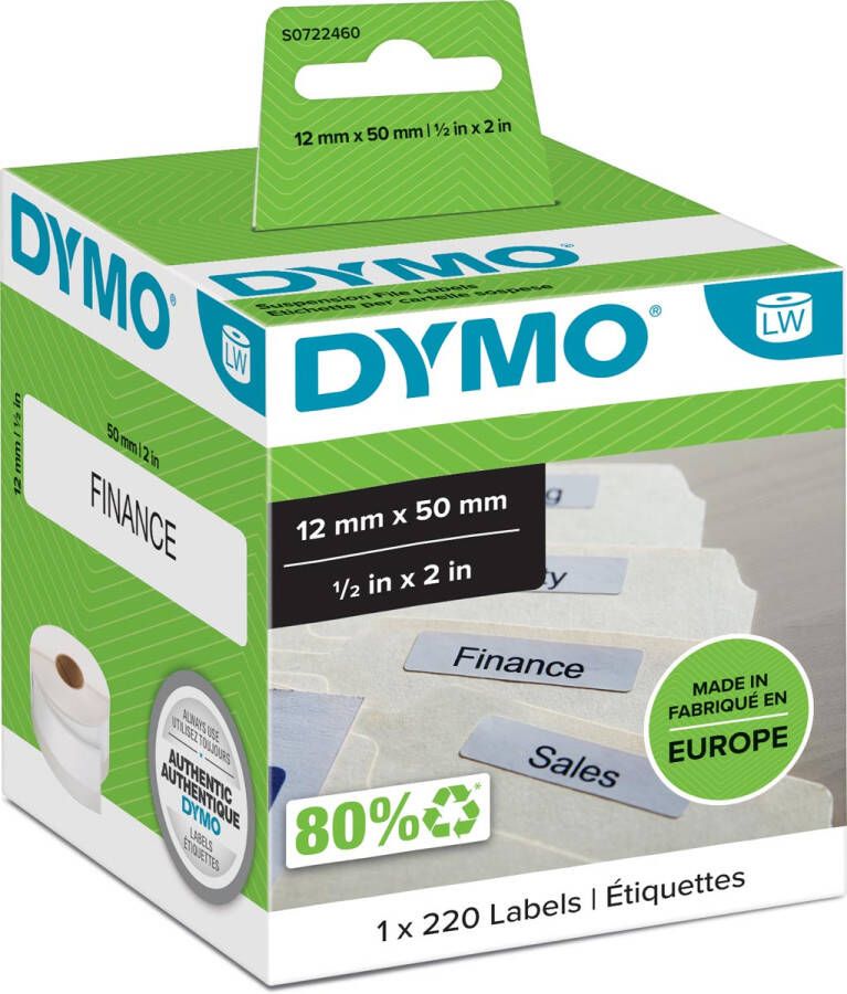 Dymo etiketten LabelWriter ft 50 x 12 mm wit 220 etiketten