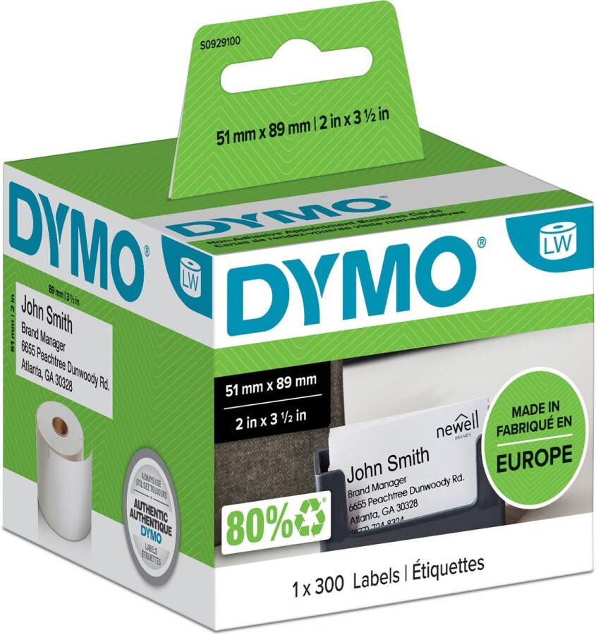 Dymo Etiket LabelWriter visitekaart 51x89mm 1 rolá 300 stuks wit