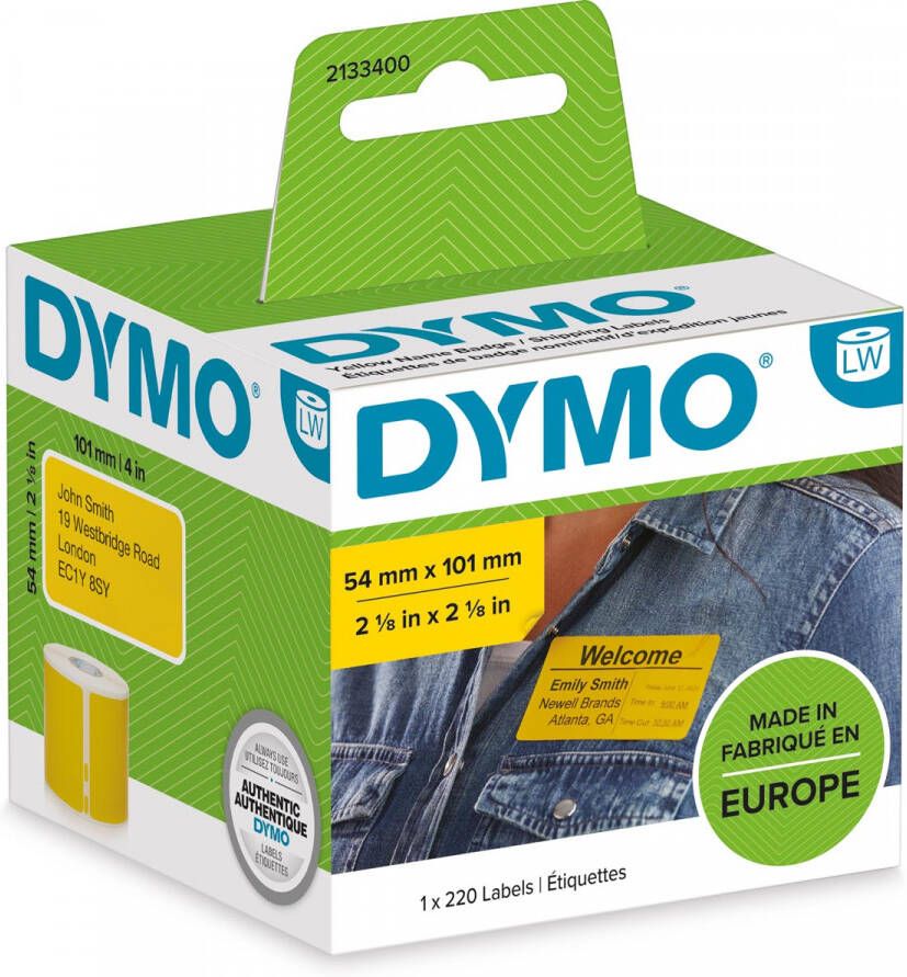 Dymo etiketten LabelWriter ft 54 x 101 mm permanent geel 220 etiketten