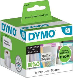 Dymo etiketten LabelWriter ft 57 x 32 mm verwijderbaar wit 1000 etiketten