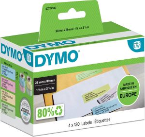 Dymo etiketten LabelWriter ft 89 x 28 mm geassorteerde kleuren 520 etiketten