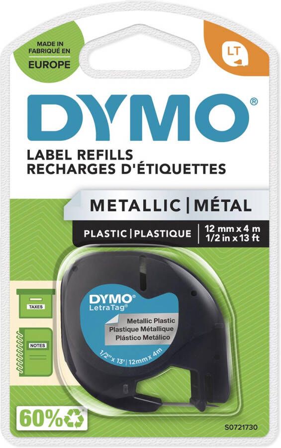 Dymo LetraTAG tape 12 mm metallic zilver