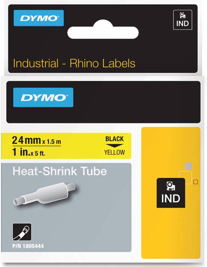 Dymo RHINO krimpkous 24 x 1 5 mm zwart op geel