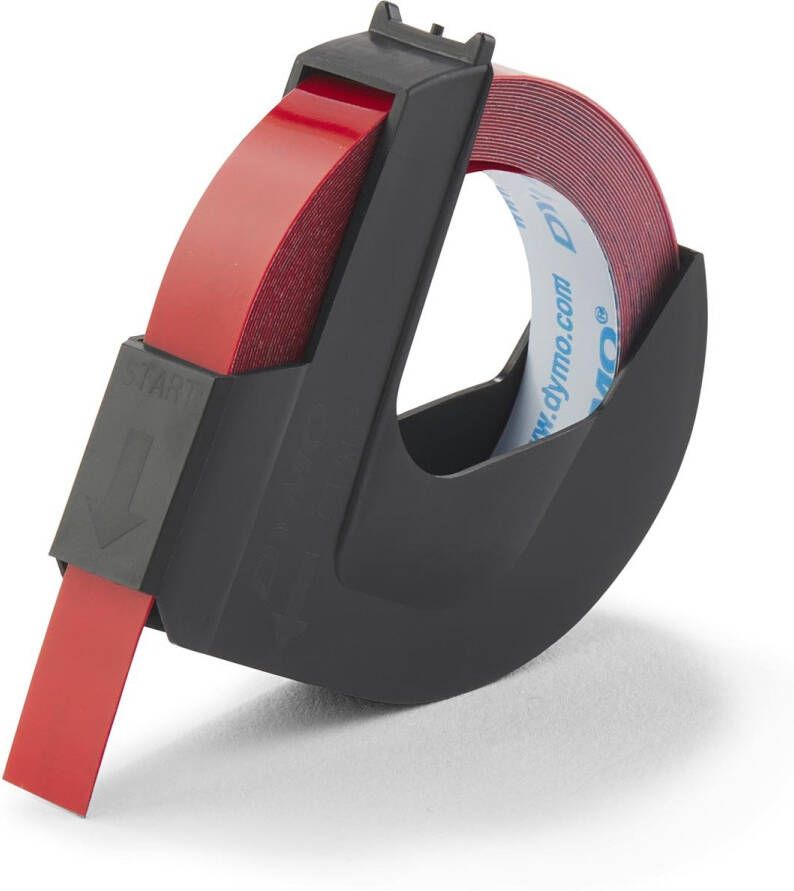 Dymo Reliëftape embossing vinyl 9mm wit op rood