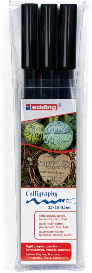 Edding Calligraphy Pen e-1255 etui van 3 stiften in geassorteerde schrijfbreedtes