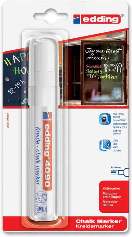 Edding Krijtstift 4090 window schuin 4-15mm wit bisterà 1 stuk