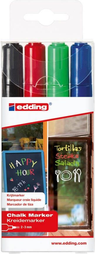 Edding krijtmarker e-4095 geassorteerde kleuren etui van 4 stuks - Foto 2